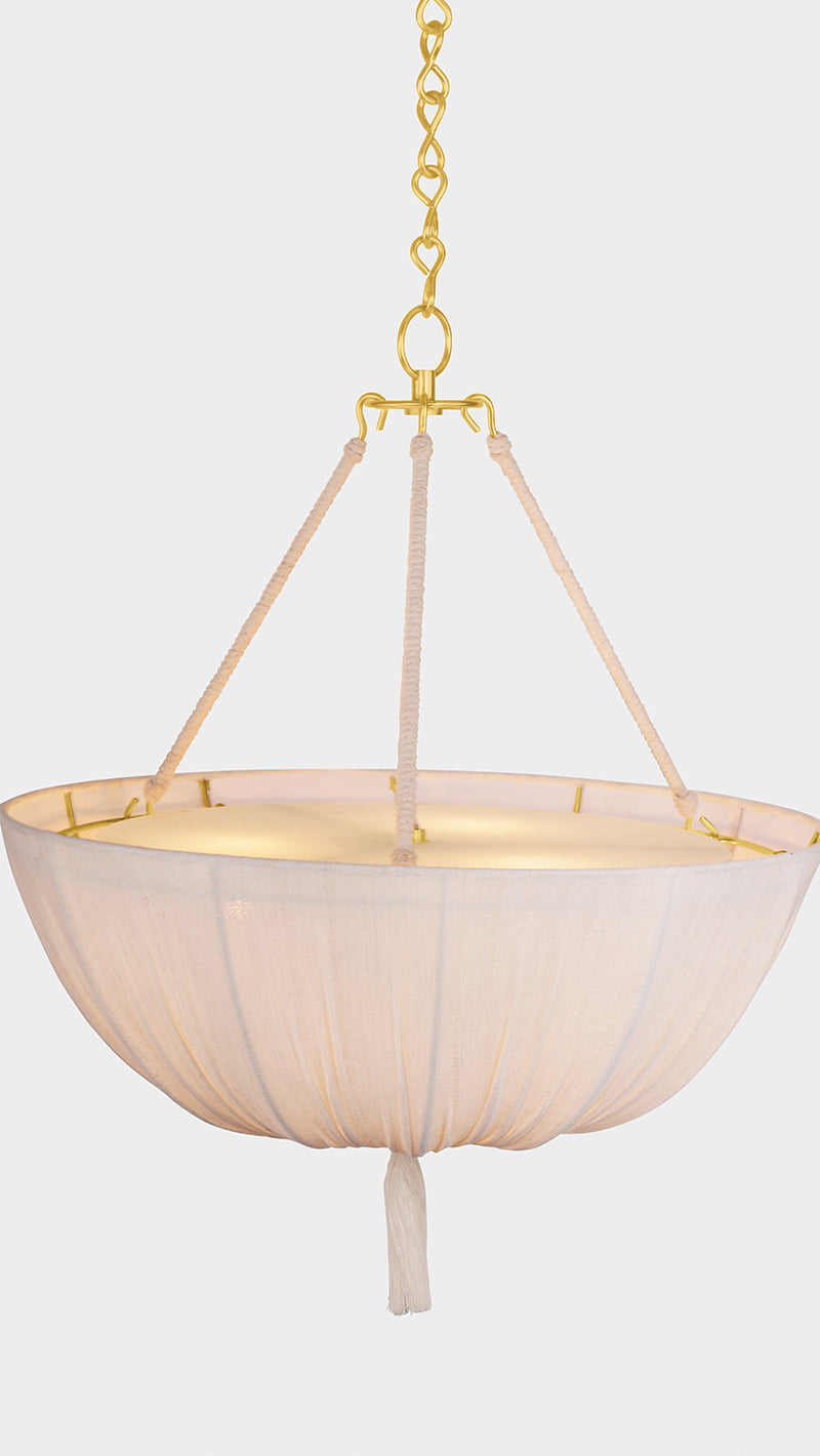 Hudson Valley Carolina 22" 3-Light Pendant in Aged Brass, room setting 3