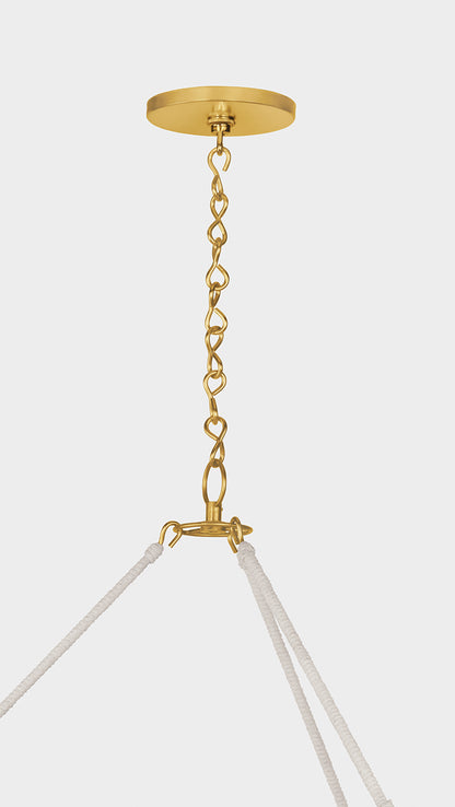 Hudson Valley Carolina 30" 3-Light Pendant in Aged Brass, room setting 1