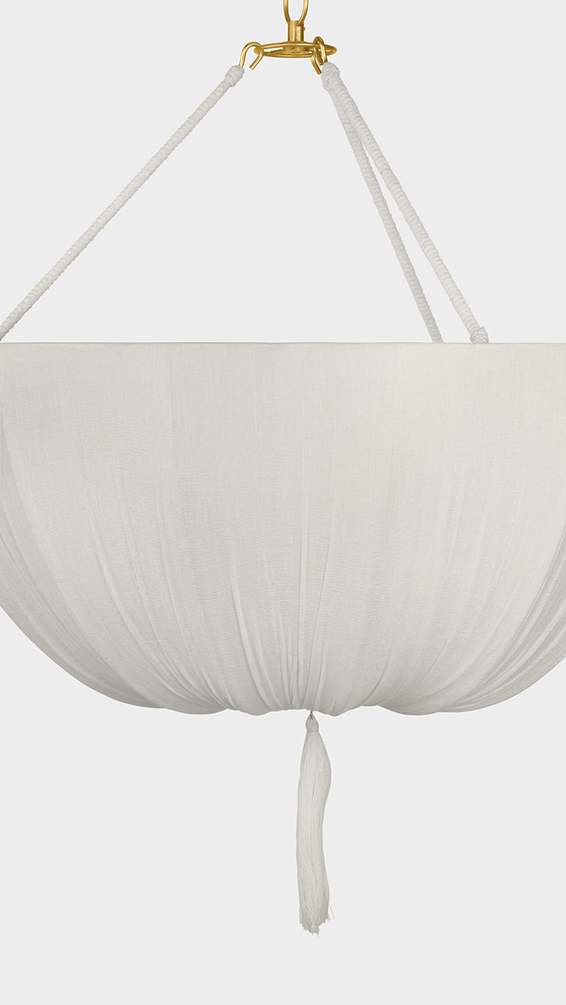 Hudson Valley Carolina 30" 3-Light Pendant in Aged Brass, room setting 2