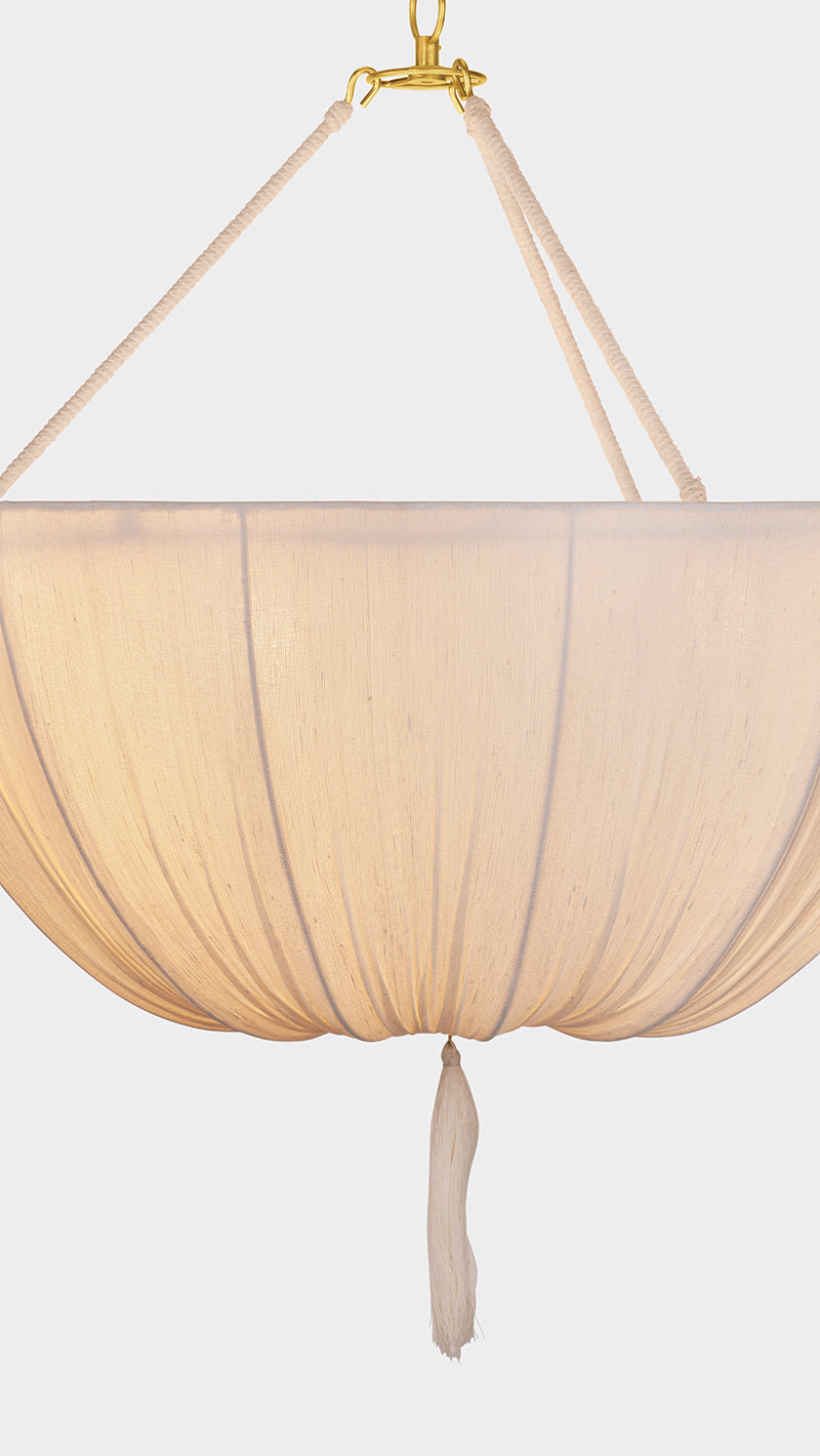 Hudson Valley Carolina 30" 3-Light Pendant in Aged Brass, room setting 3