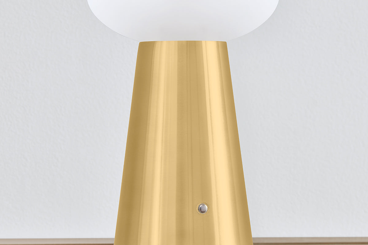Hudson Valley Cashel Table Lamp in Aged Brass, room setting 1