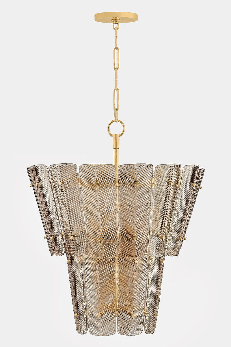 Hudson Valley Cassian 10-Light Chandelier Vintage Gold Leaf detail view 3