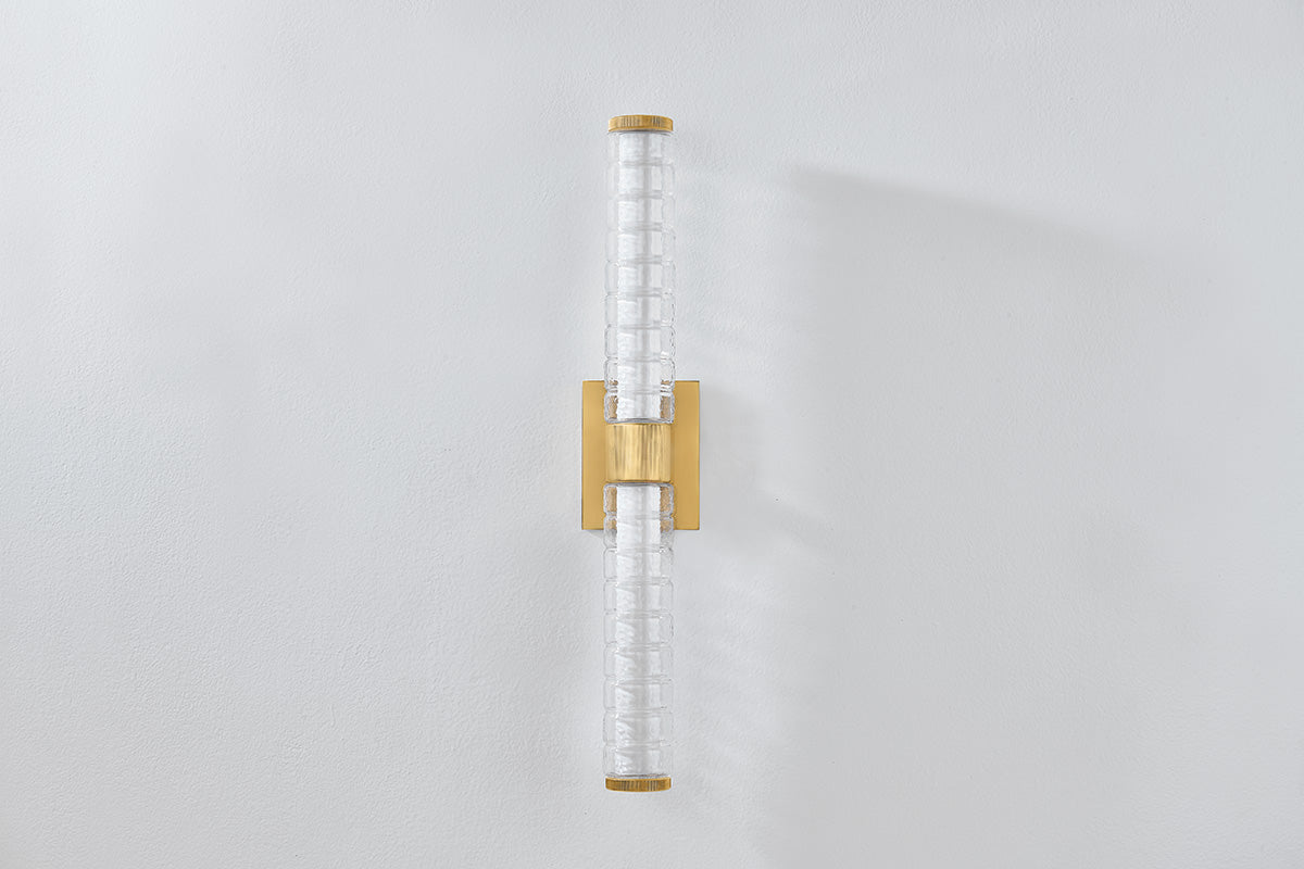 Hudson Valley Castor 2-Light Bath & Vanity Light in Aged Brass, room setting 1