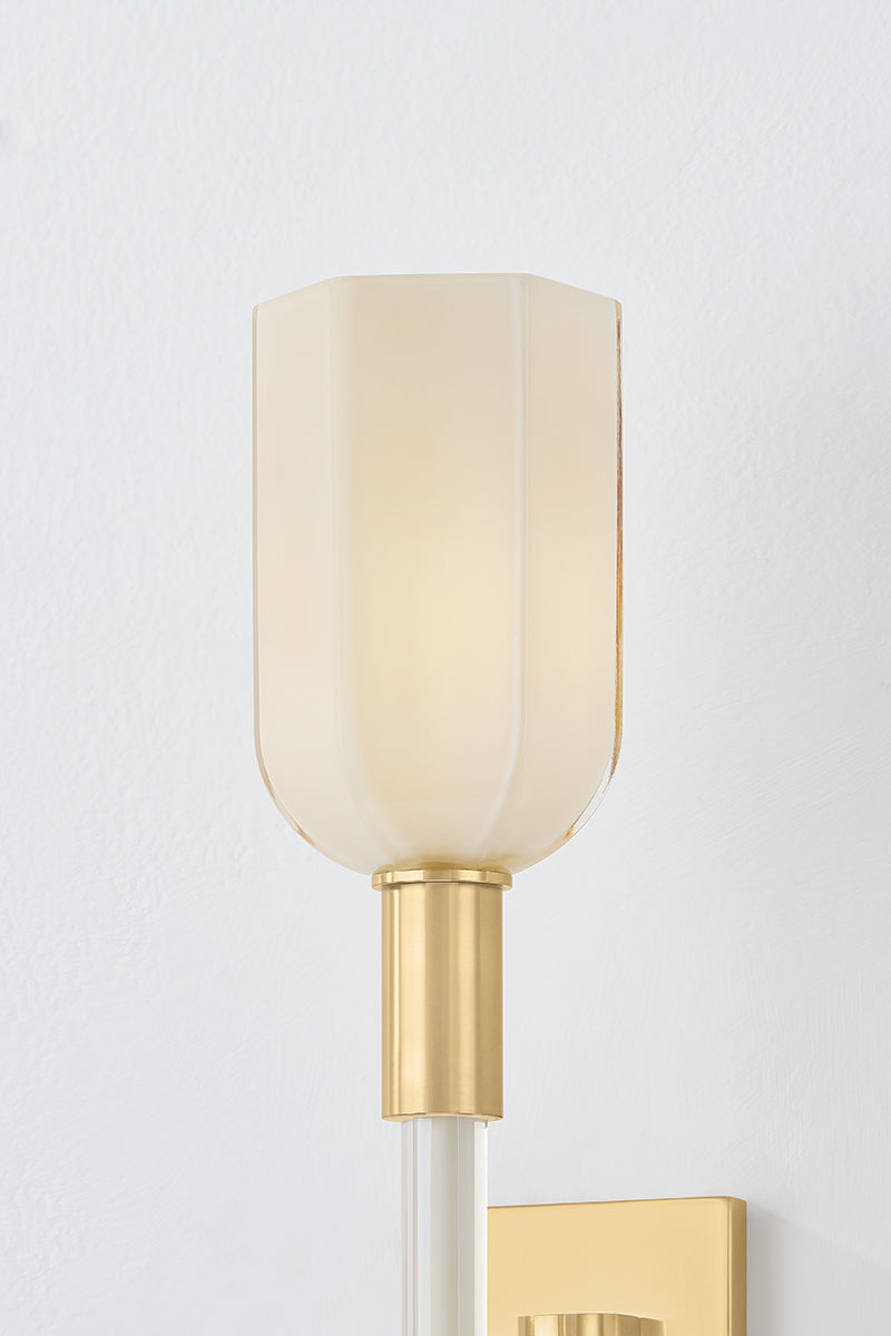 Hudson Valley Chester Park Wall Sconce in Aged Brass, room setting 2