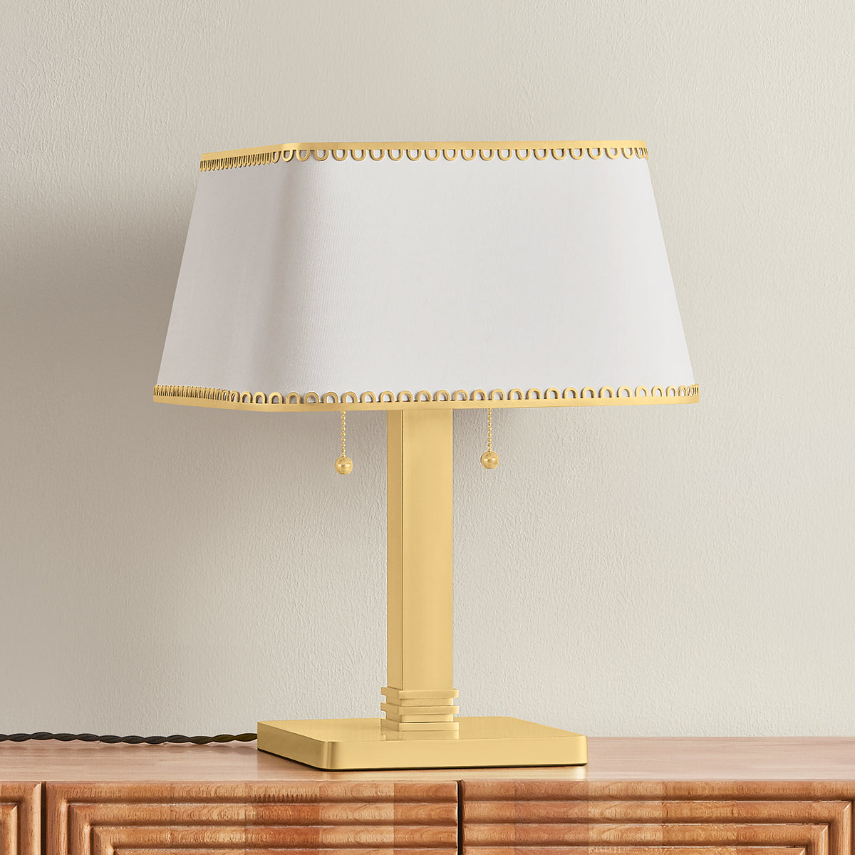 Hudson Valley Claude 2-Light Table Lamp in Aged Brass, alternate view 1