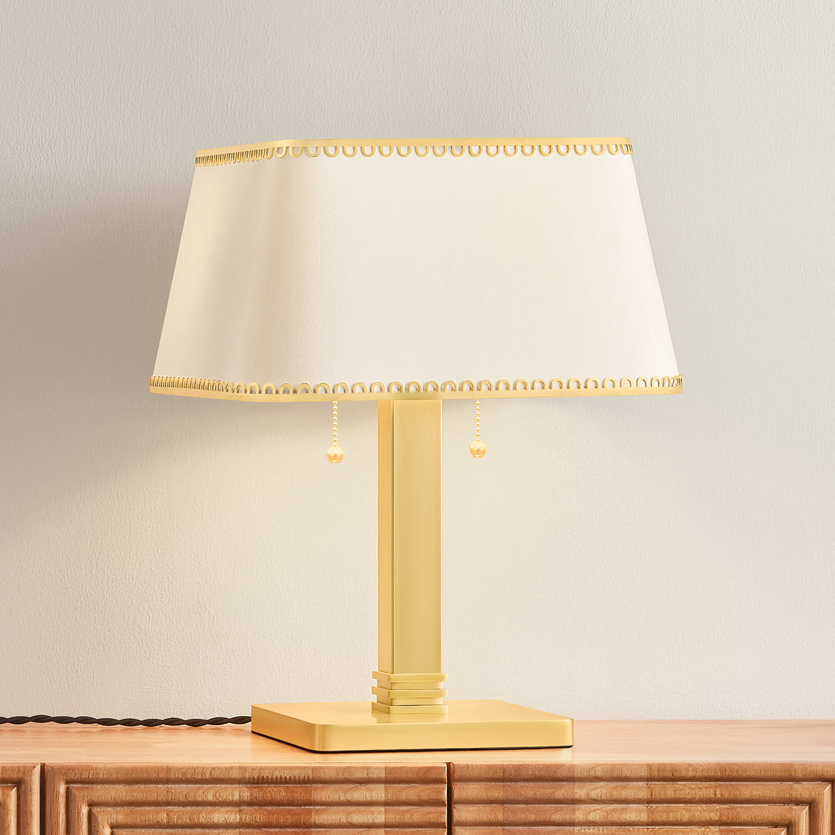 Hudson Valley Claude 2-Light Table Lamp in Aged Brass, alternate view 2