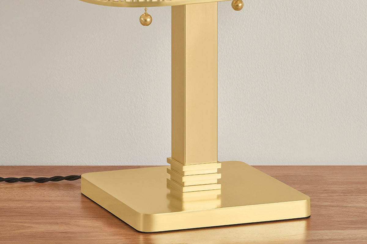 Hudson Valley Claude 2-Light Table Lamp in Aged Brass, room setting 3