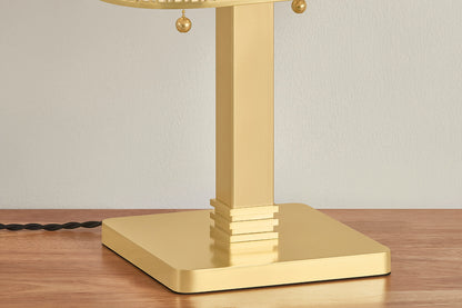 Hudson Valley Claude 2-Light Table Lamp in Aged Brass, room setting 3