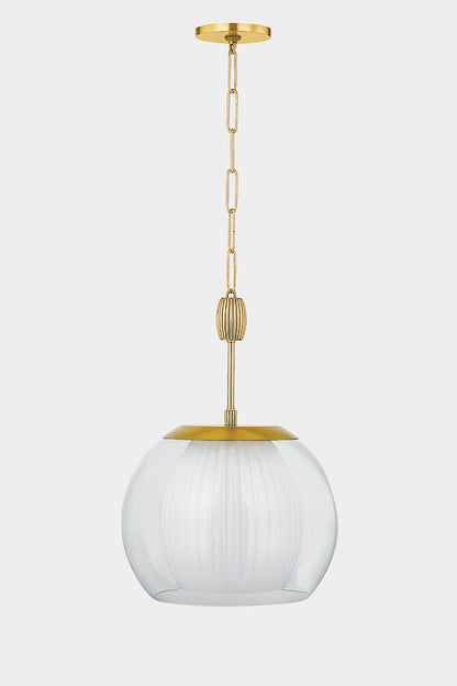 Hudson Valley Clementon 17" Pendant in Aged Brass, room setting 1