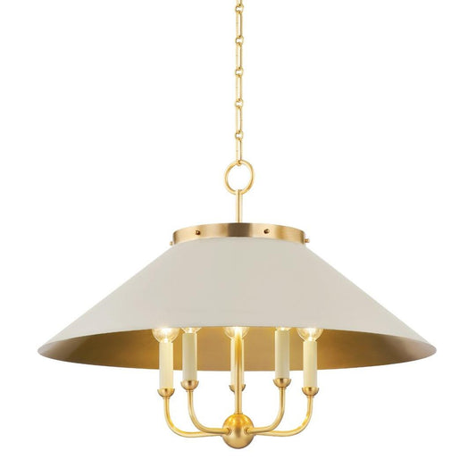 Hudson Valley Clivedon Chandelier Aged Brass, Off White