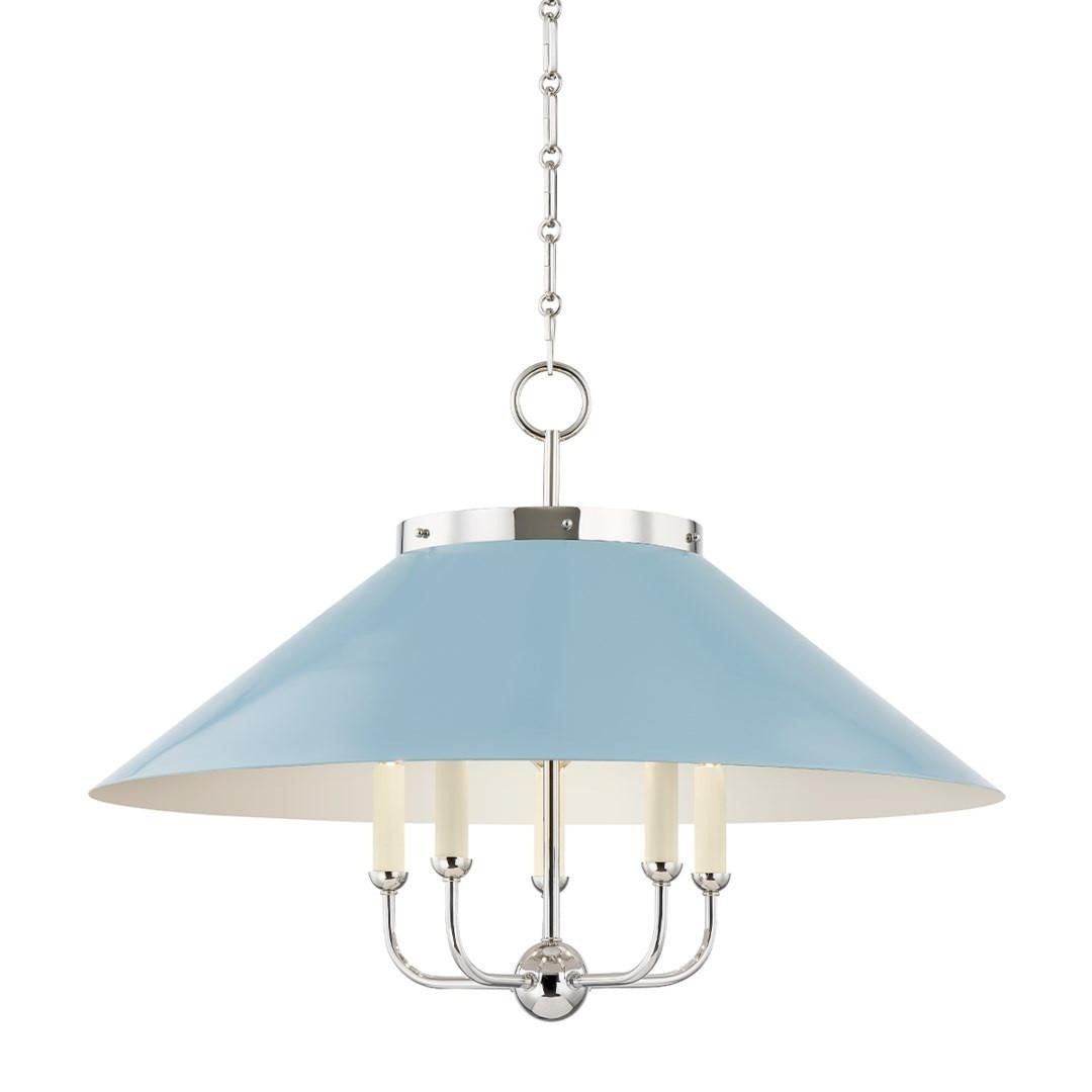 Hudson Valley Clivedon Chandelier Polished Nickel, Bird Blue
