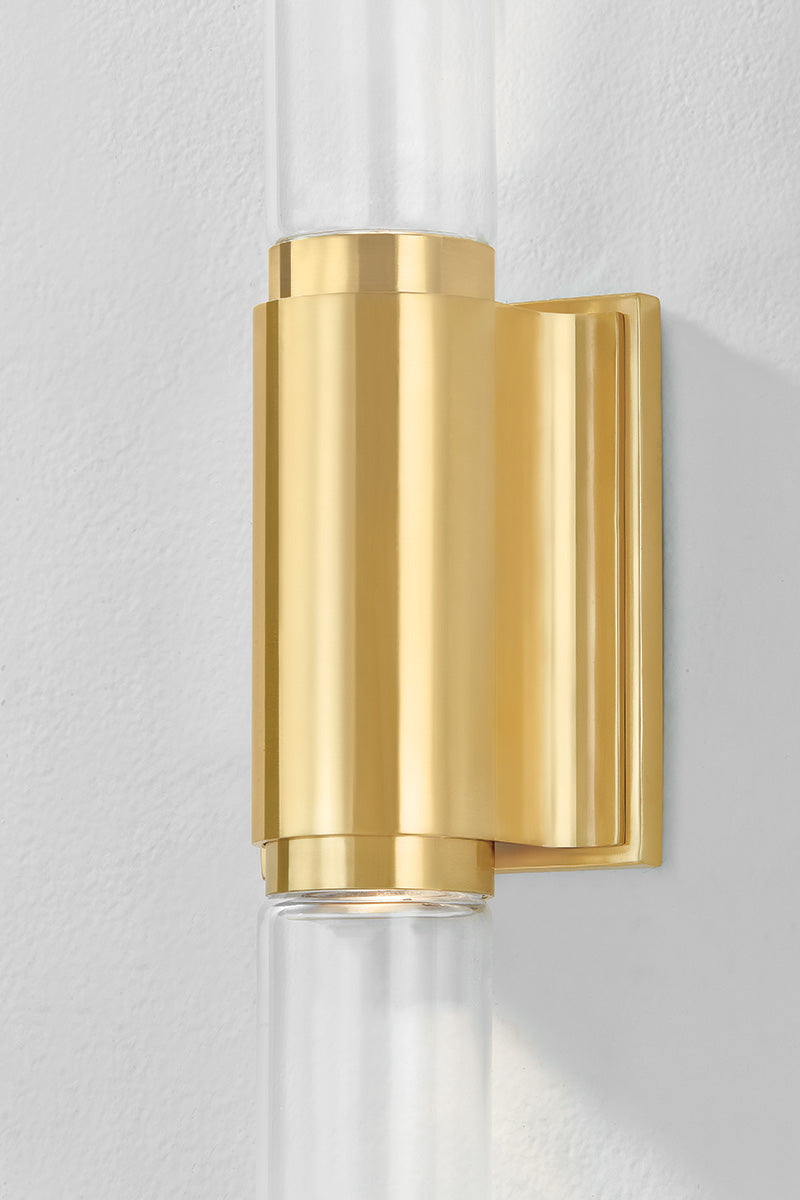 Hudson Valley Colrain 2-Light Wall Sconce in Aged Brass, room setting 2