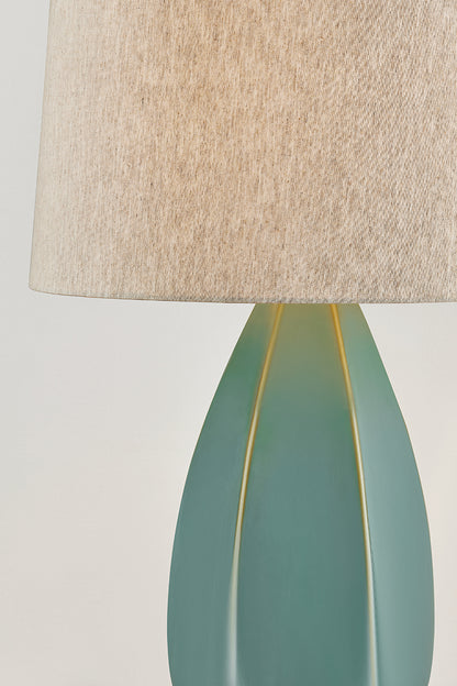 Hudson Valley Colwyn Table Lamp in Aged Brass / Ceramic Celadon Wash, room setting 1