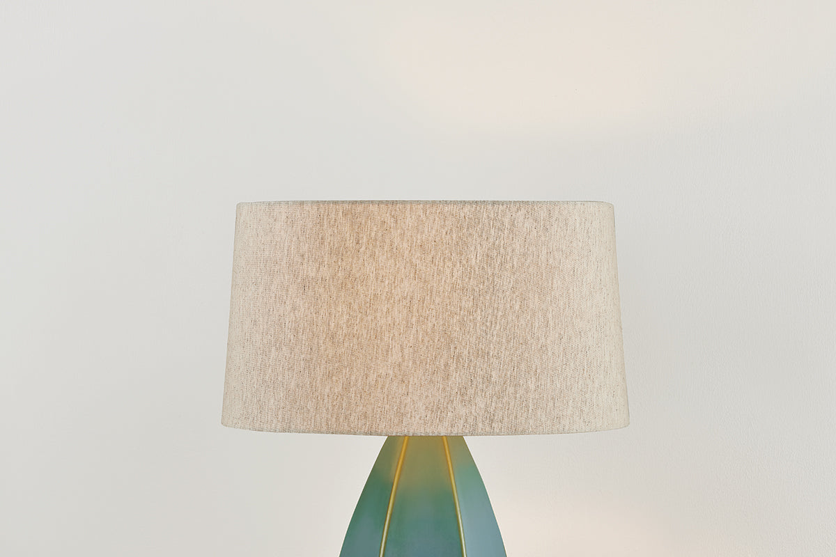 Hudson Valley Colwyn Table Lamp in Aged Brass / Ceramic Celadon Wash, room setting 2