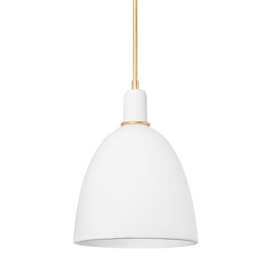 Hudson Valley Copake Pendant Vintage Gold Leaf, Matte Ivory Ceramic