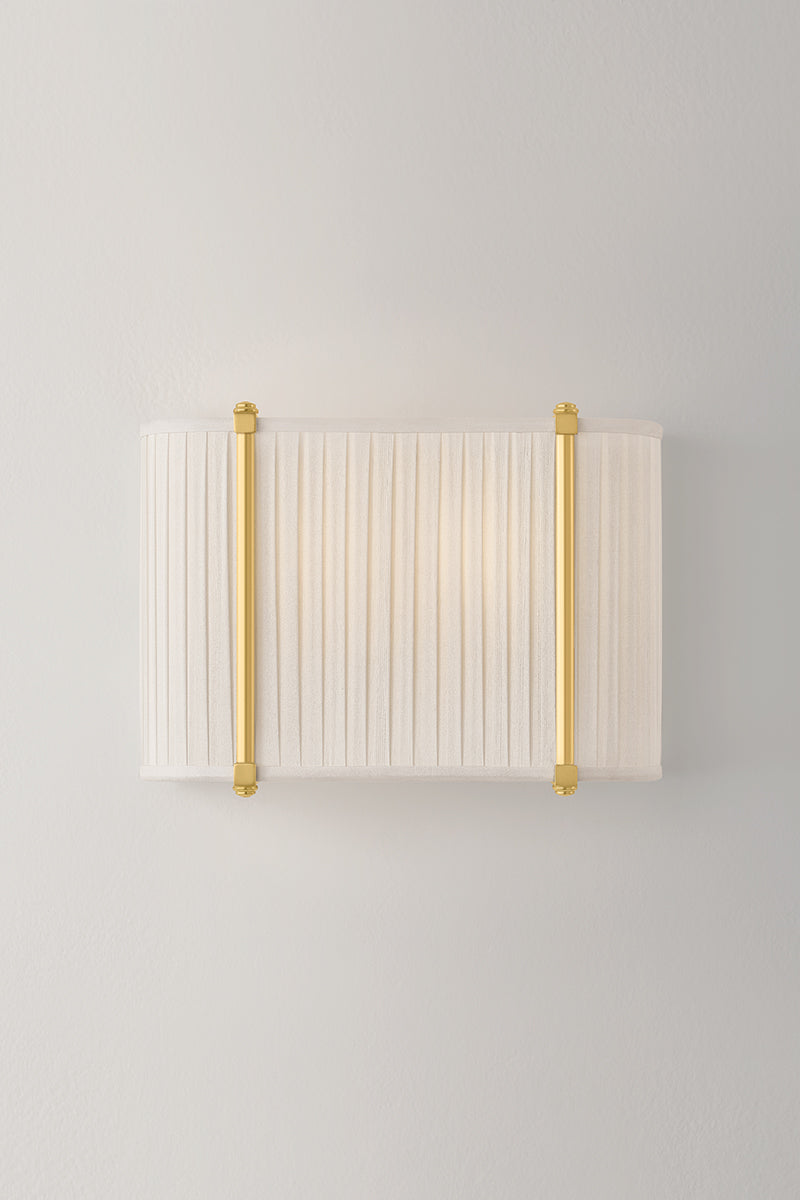 Hudson Valley Cornell 12" 2-Light Wall Sconce in Aged Brass, room setting 1