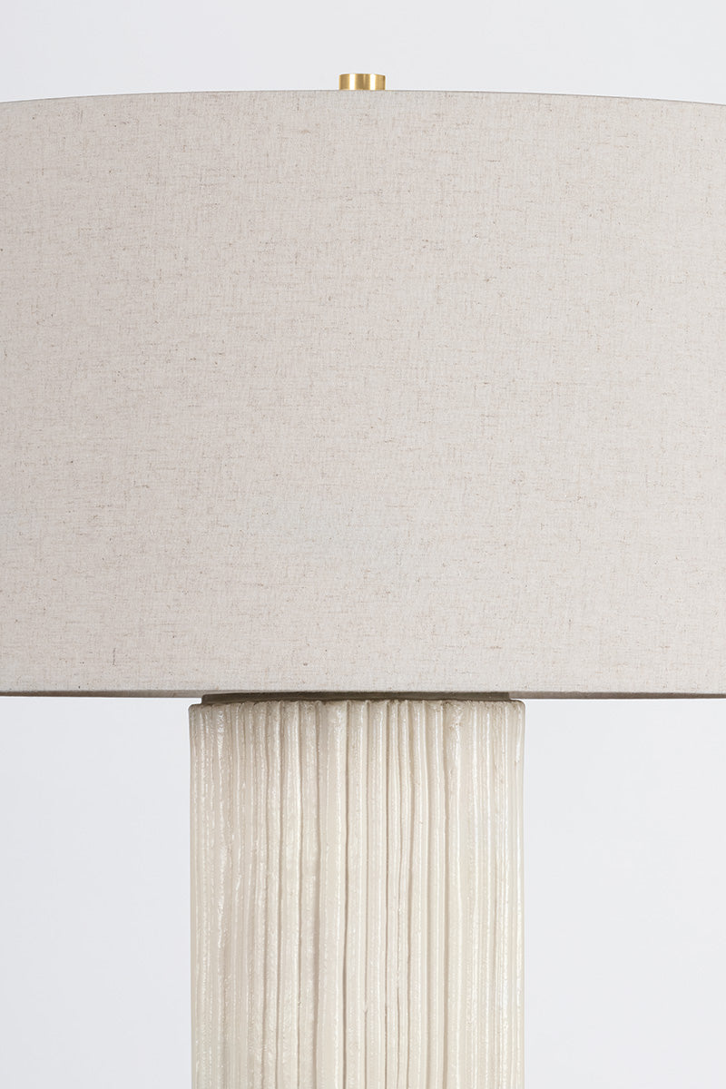 Hudson Valley Crestwood Table Lamp in Aged Brass / Ceramic Fluted Ivory, room setting 1
