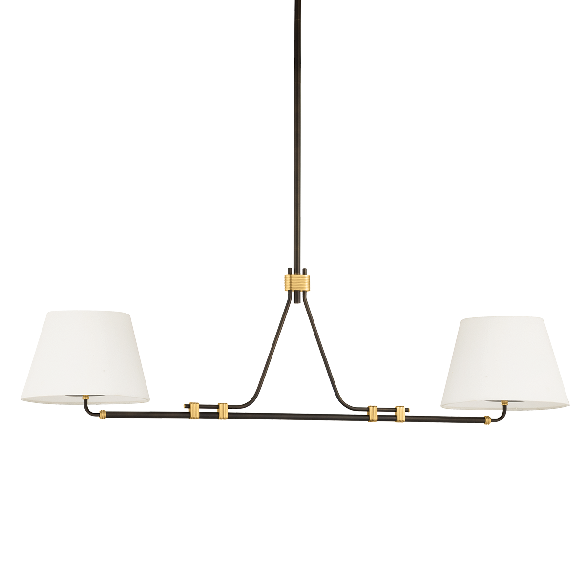 Hudson Valley Crown Heights 2-Light Linear Chandelier Aged Brass