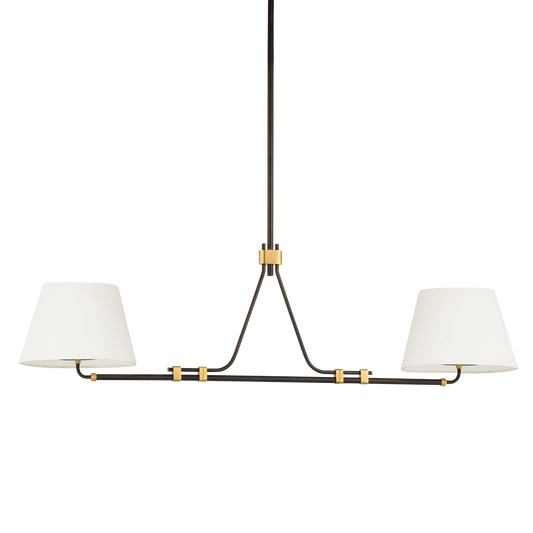 Hudson Valley Crown Heights 2-Light Linear Chandelier Aged Brass