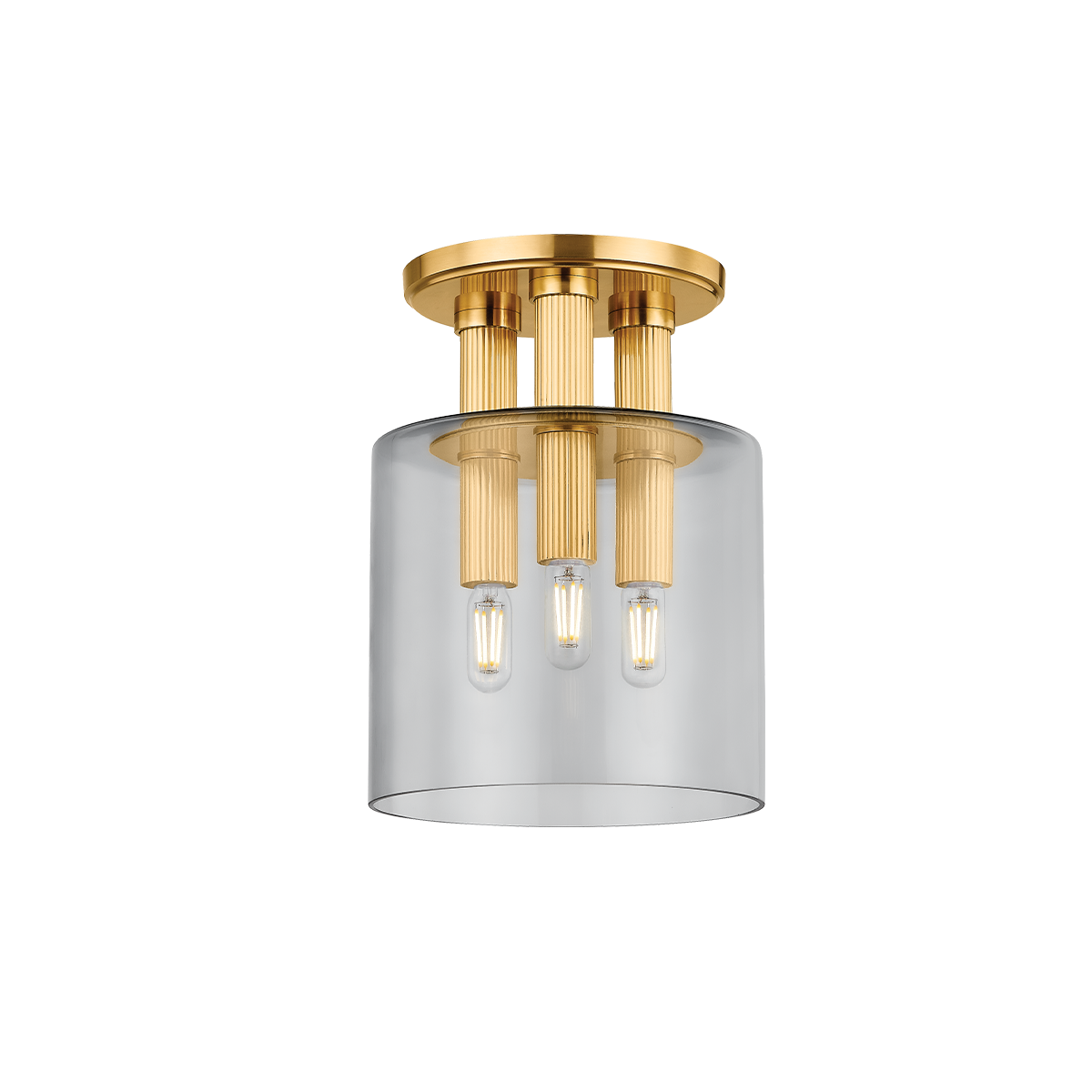 Hudson Valley Crystler 3-Light Flush Mount Aged Brass
