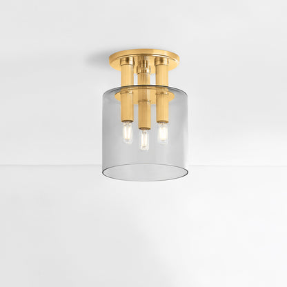 Hudson Valley Crystler 3-Light Flush Mount in Aged Brass, alternate view 2