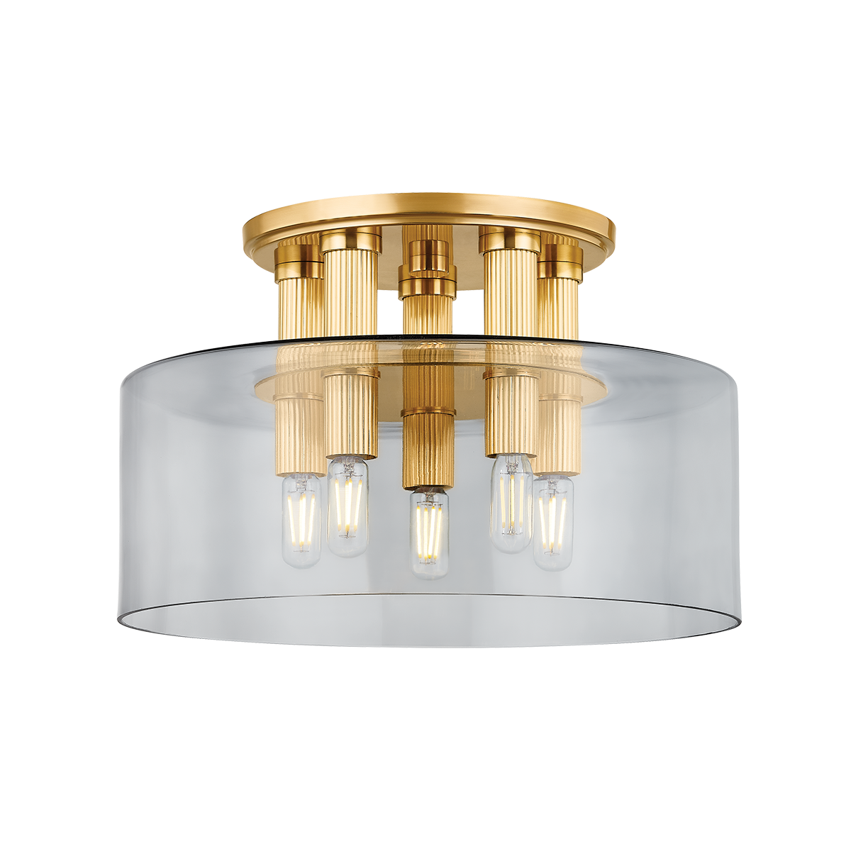 Hudson Valley Crystler 5-Light Flush Mount Aged Brass