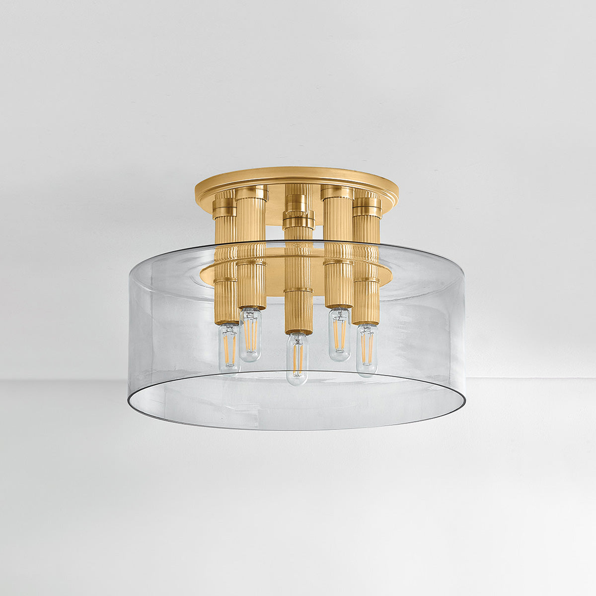 Hudson Valley Crystler 5-Light Flush Mount in Aged Brass, alternate view 1