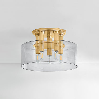 Hudson Valley Crystler 5-Light Flush Mount in Aged Brass, alternate view 1