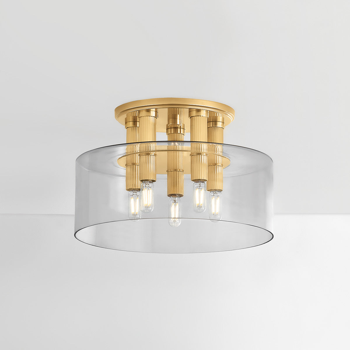 Hudson Valley Crystler 5-Light Flush Mount in Aged Brass, alternate view 2