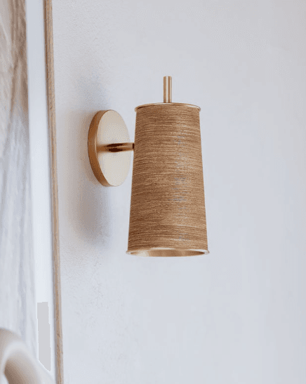 Hudson Valley Delran Wall Sconce, 1-Light, Aged Brass, Natural Rattan Shade, 9.75"H (9110-AGB ACJY6)