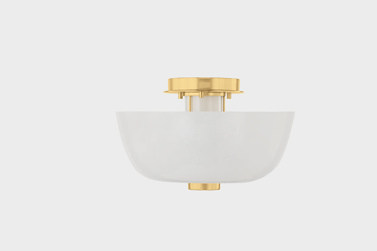 Hudson Valley Dove Flush Mount in Aged Brass, room setting 1