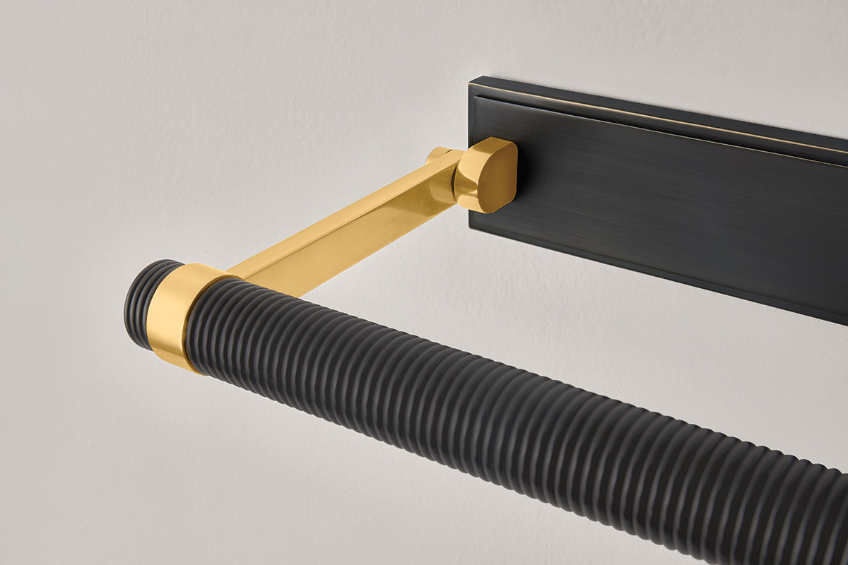Hudson Valley Duell 24" Picture Light in Aged Brass, room setting 3