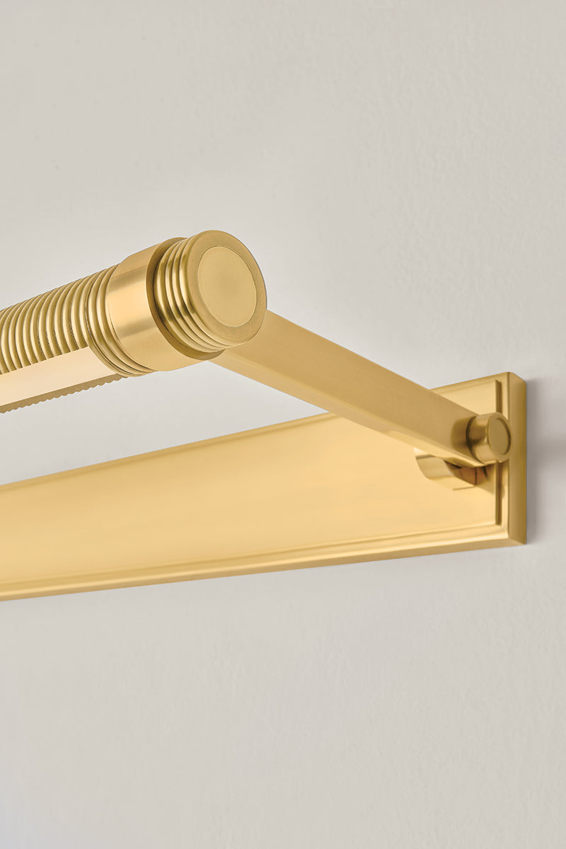 Hudson Valley Duell 24" Picture Light in Aged Brass, room setting 5