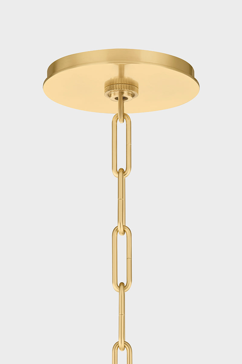 Hudson Valley Durland 9-Light Chandelier in Aged Brass, room setting 1