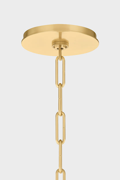 Hudson Valley Durland 9-Light Chandelier in Aged Brass, room setting 1