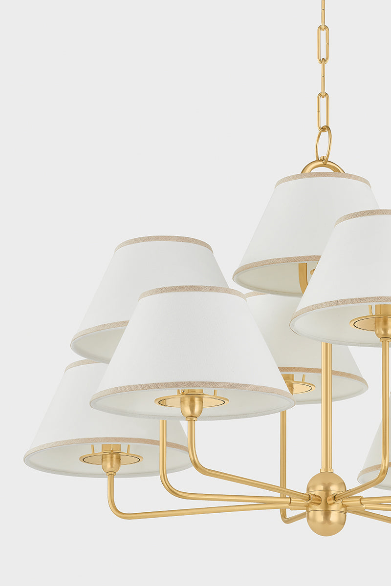 Hudson Valley Durland 9-Light Chandelier in Aged Brass, room setting 2