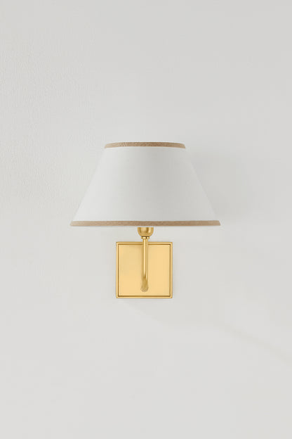 Hudson Valley Durland Wall Sconce in Aged Brass, room setting 1