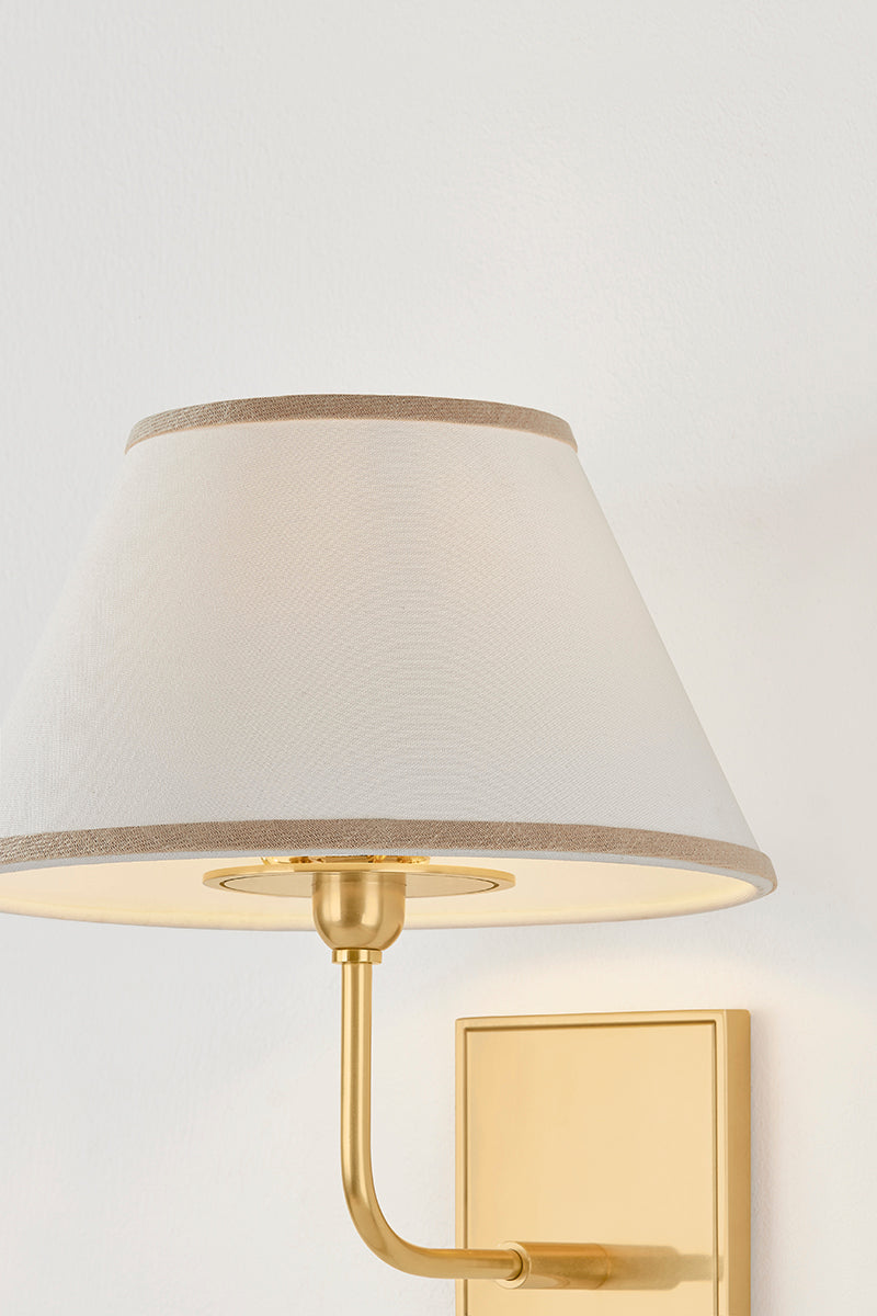 Hudson Valley Durland Wall Sconce in Aged Brass, room setting 2