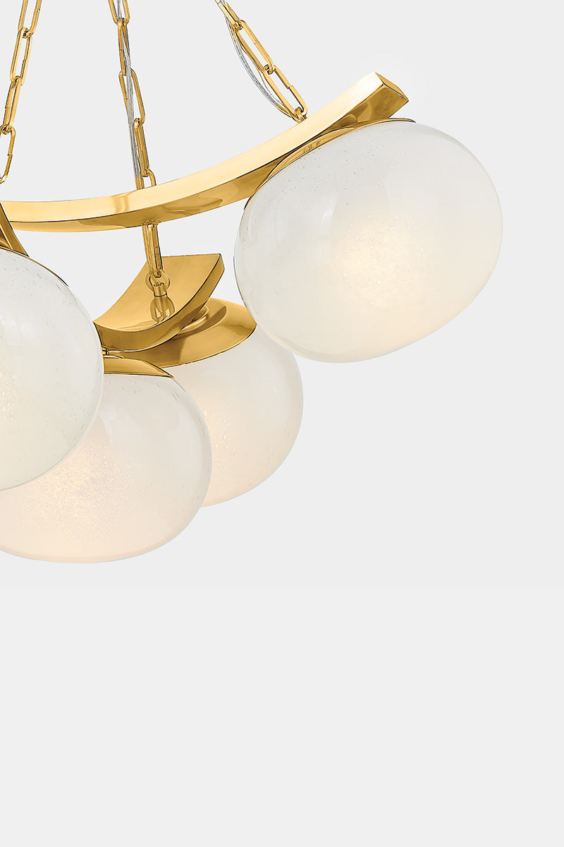 Hudson Valley Duxbury 5-Light Chandelier in Aged Brass, room setting 2