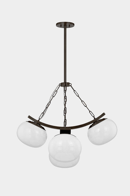 Hudson Valley Duxbury 5-Light Chandelier in Distressed Bronze, room setting 1