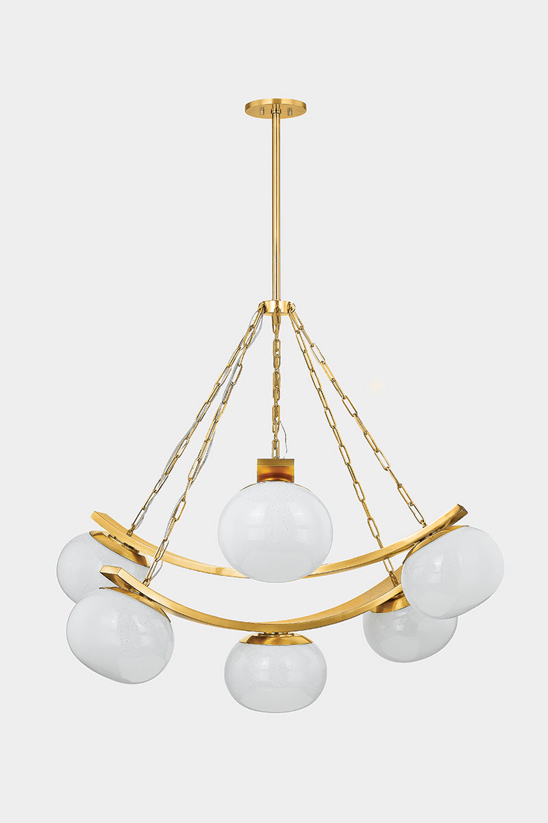Hudson Valley Duxbury 7-Light Chandelier Aged Brass detail view 3