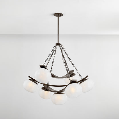 Hudson Valley Duxbury 7-Light Chandelier Distressed Bronze detail view 2
