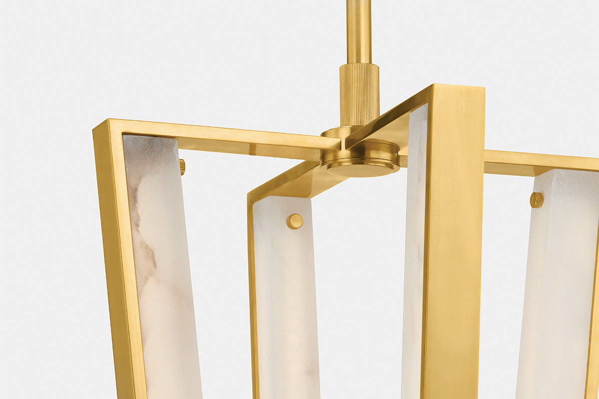 Hudson Valley Edgemere 4-Light Pendant in Aged Brass, room setting 4