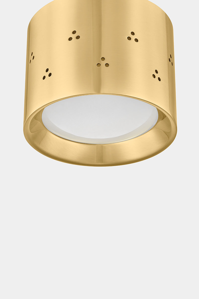 Hudson Valley Edisto Flush Mount in Aged Brass, room setting 2