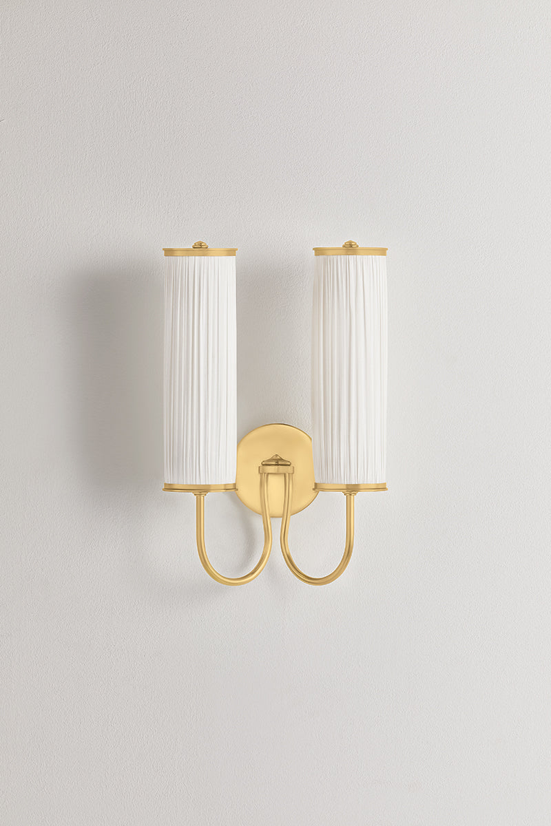 Hudson Valley Elaine 2-Light Wall Sconce in Aged Brass, room setting 1