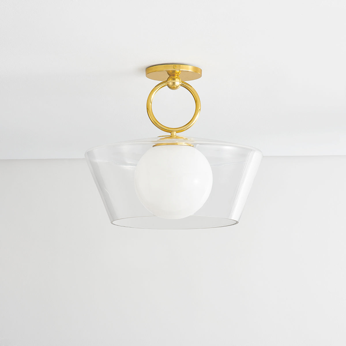 Hudson Valley Elmsford Semi-Flush Mount in Aged Brass, alternate view 1