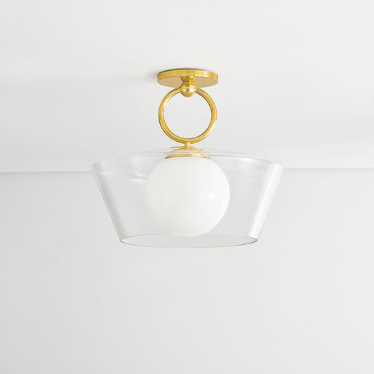 Hudson Valley Elmsford Semi-Flush Mount in Aged Brass, alternate view 1