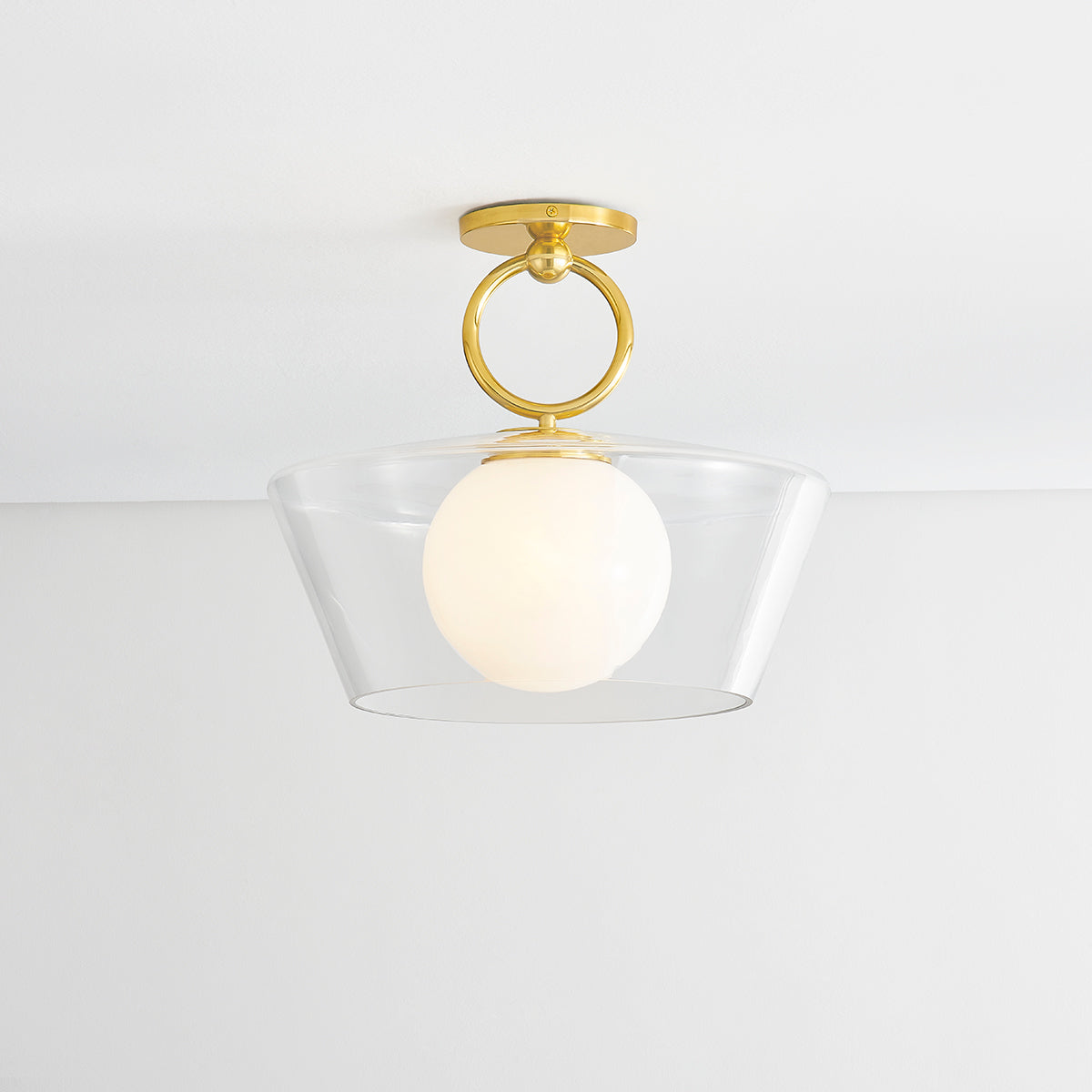 Hudson Valley Elmsford Semi-Flush Mount in Aged Brass, alternate view 2
