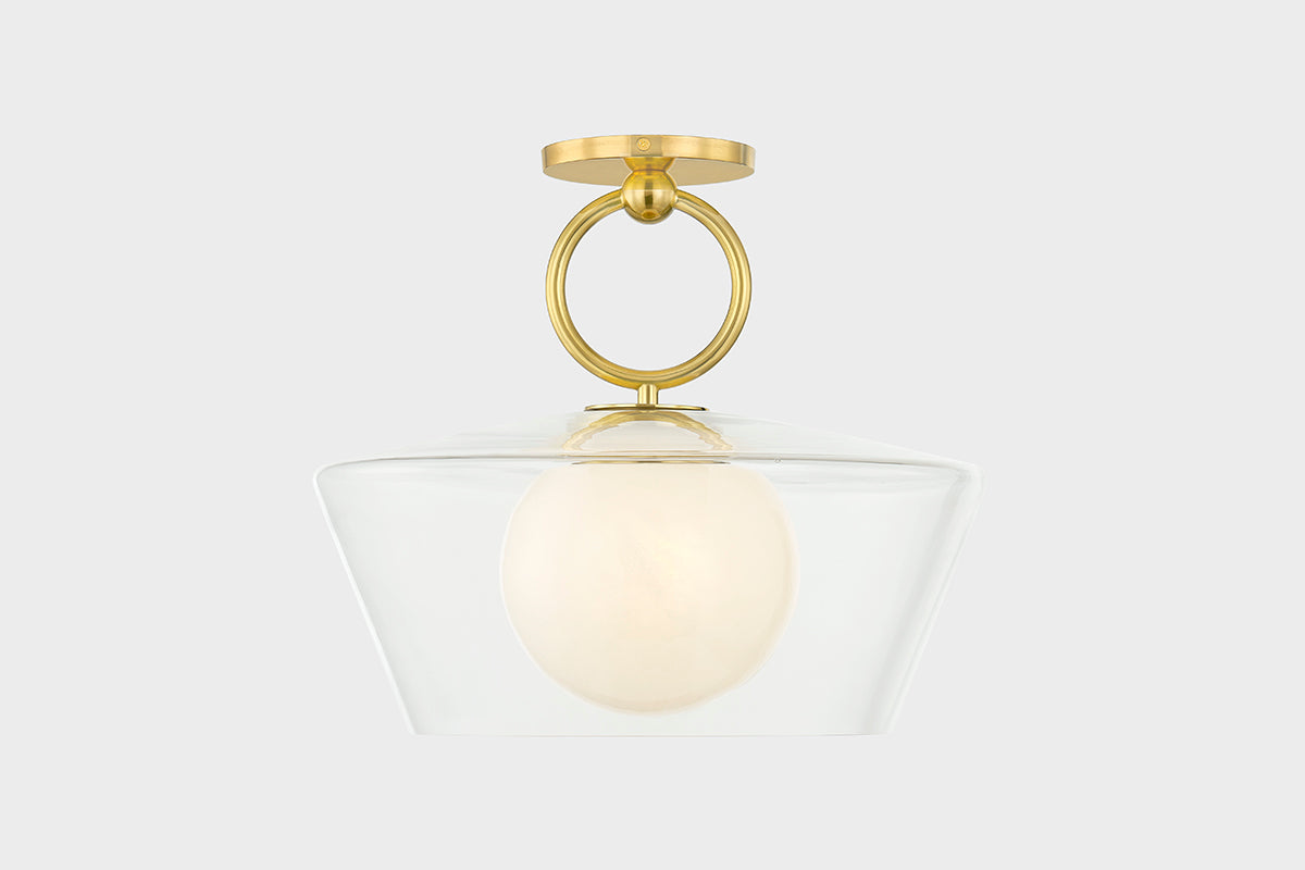Hudson Valley Elmsford Semi-Flush Mount in Aged Brass, room setting 1