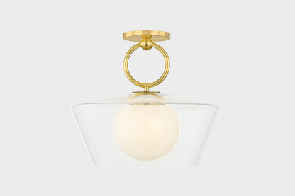Hudson Valley Elmsford Semi-Flush Mount in Aged Brass, room setting 1